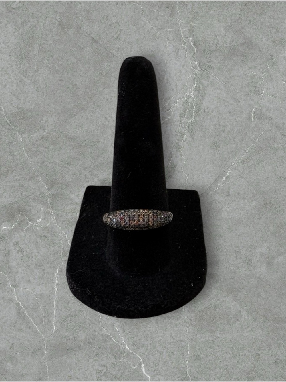 Platinum over 925 Silver Multi Sapphire Domed Ring - Size 7.75